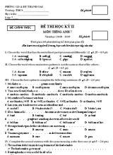 Đề thi học kỳ II môn Tiếng Anh Lớp 7 - Năm học 2018-2019 - Phòng GD và ĐT Thanh Oai (Có đáp án)
